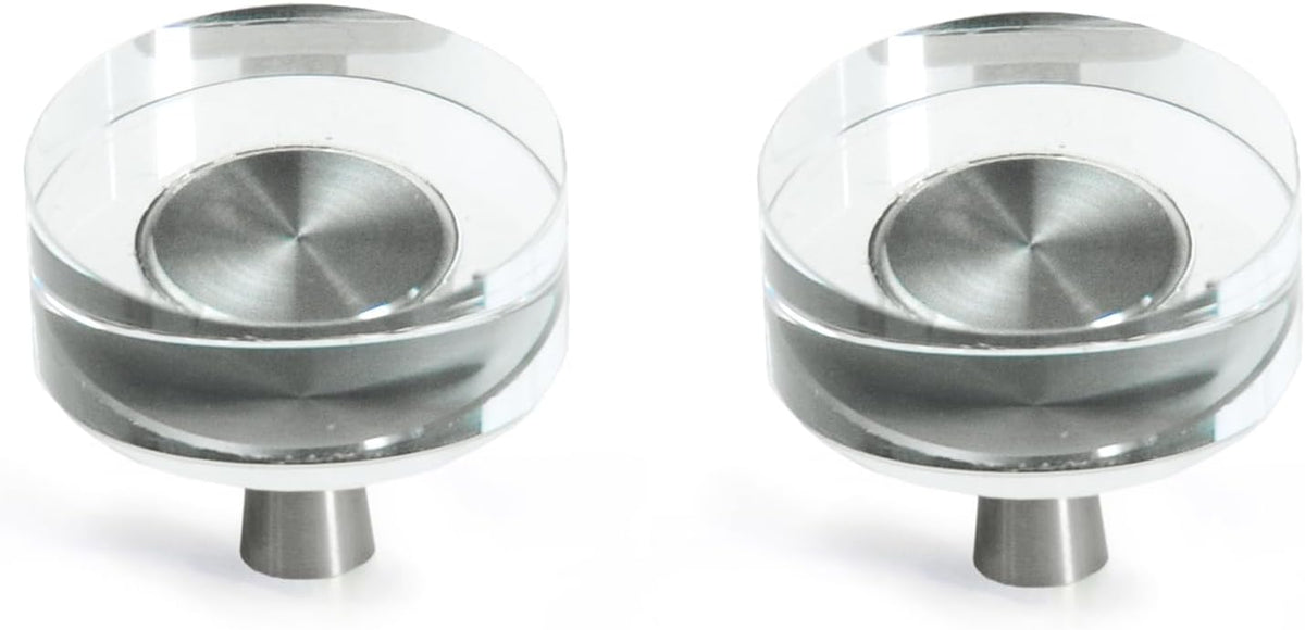 Crystal Cabinet Knobs with Brushed Nickel Base - 2 Pack / Round - image 1