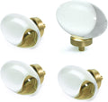Vintage Crystal Cabinet Knobs with Gold Brass Base, Set of 4 - Egg Shape - image 1