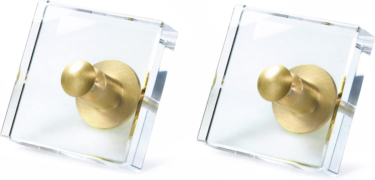 Large Acrylic Cabinet Knobs, Set of 2 - Gold / Square - image 1