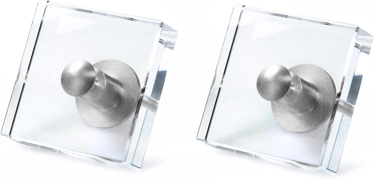 Large Acrylic Cabinet Knobs, Set of 2 - Silver / Square - image 1