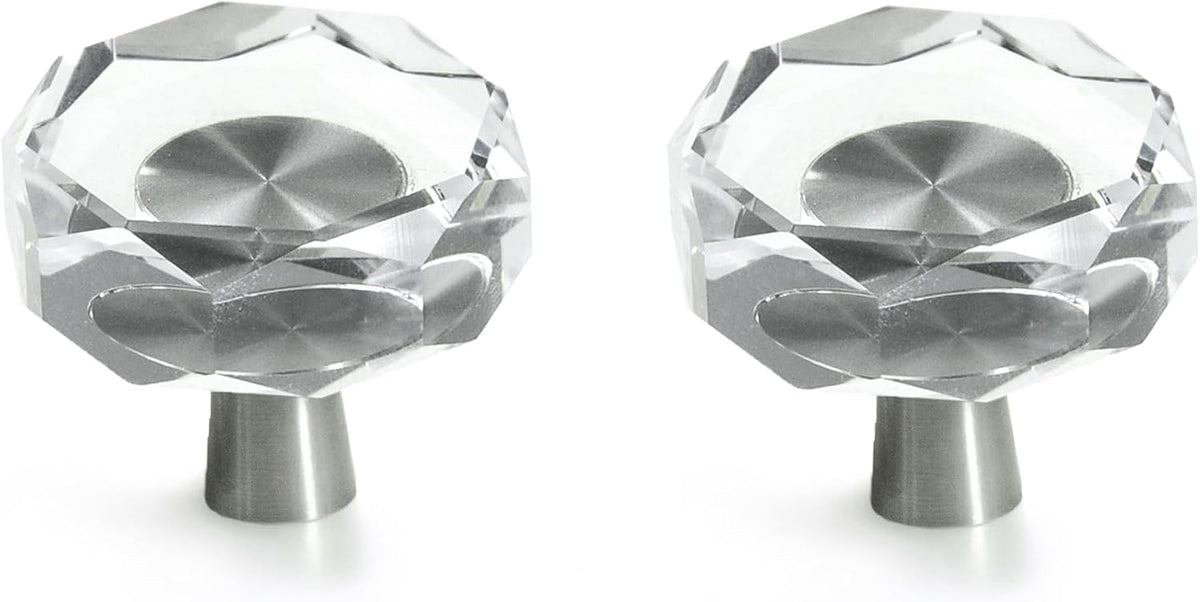 Crystal Cabinet Knobs with Brushed Nickel Base - 2 Pack / Polygon - image 1