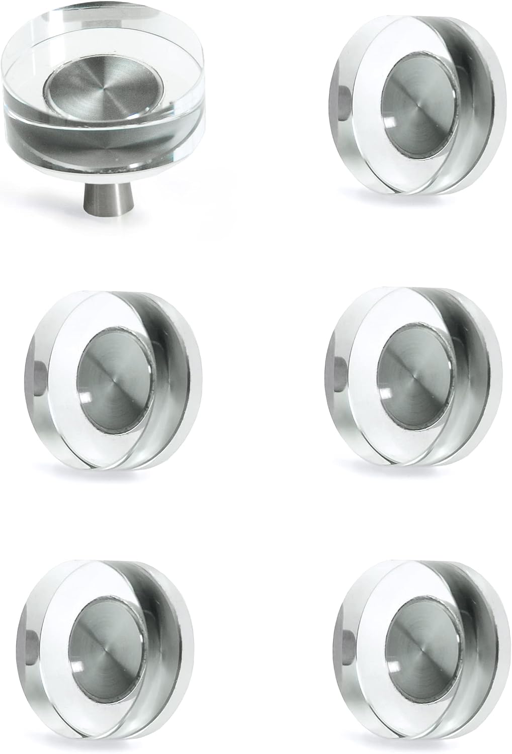 Crystal Cabinet Knobs with Brushed Nickel Base - 6 Pack / Round - image 1