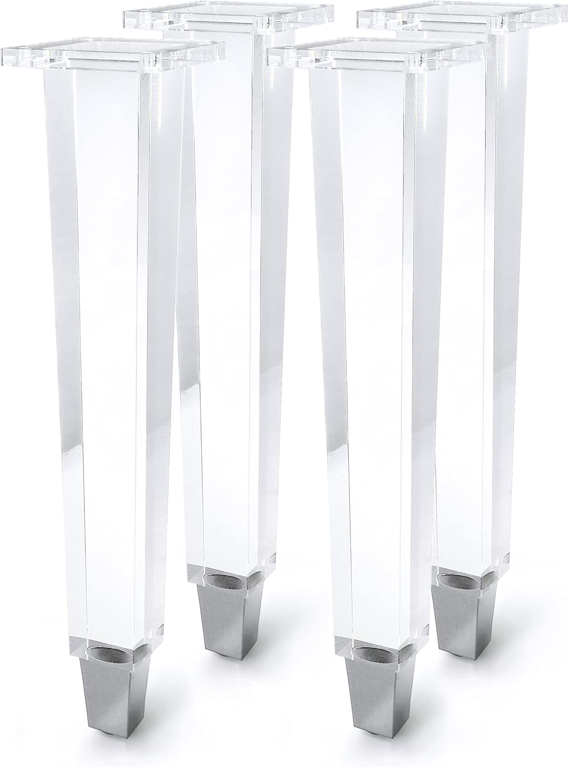 16-Inch Square Acrylic Furniture Legs, Set of 4 - Square Leg/Chrome Feet - image 1