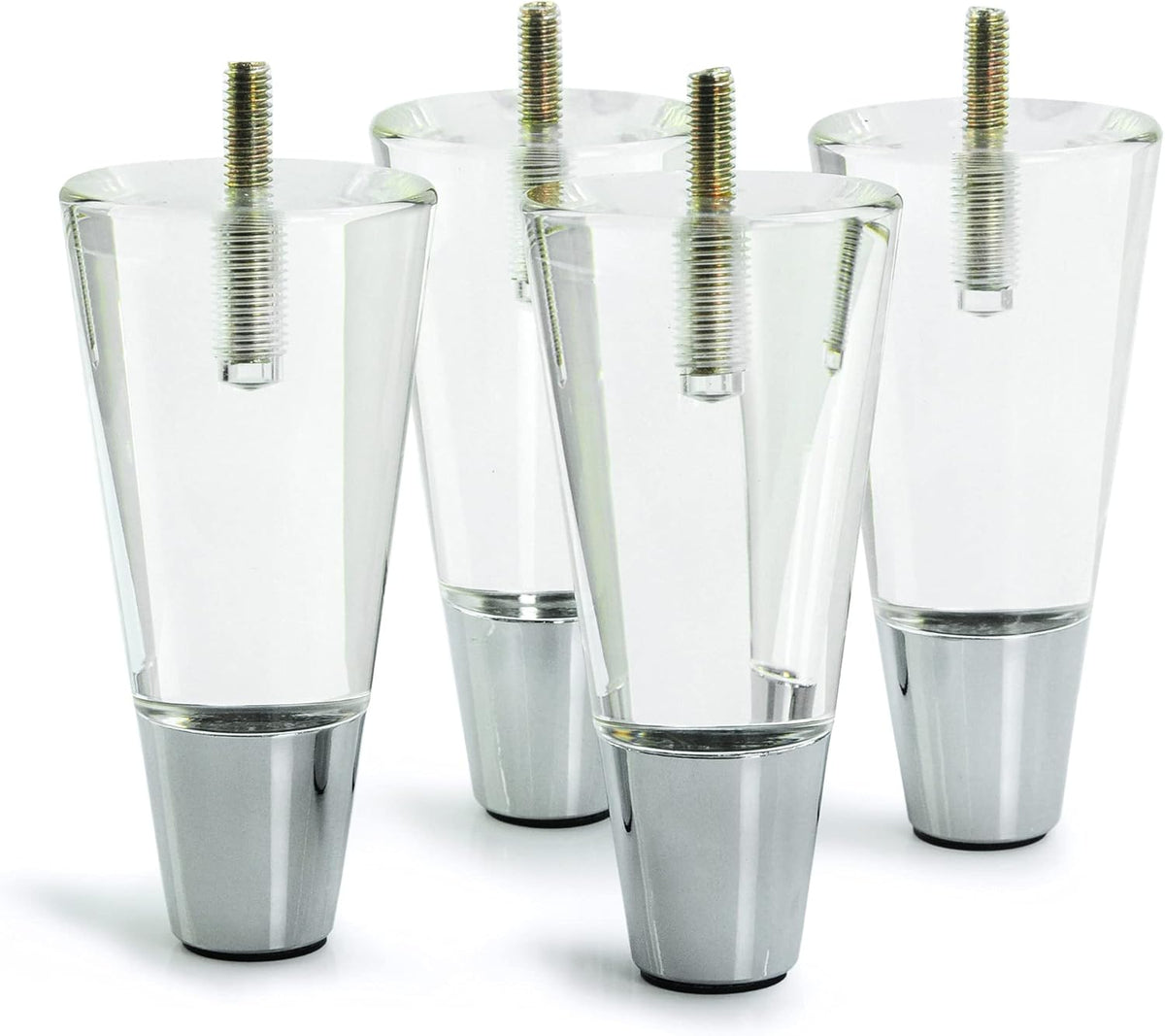 Tapered Acrylic Furniture Legs with Chrome Feet, Set of 4 - JR19007N - image 1