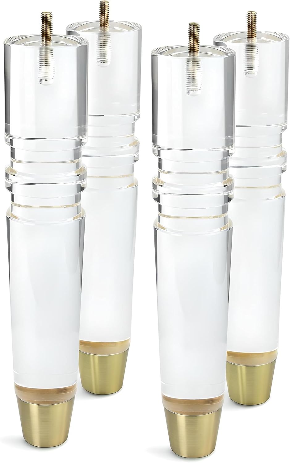 12-Inch Acrylic Furniture Legs, Set of 4 - Clear/Gold Feet - image 1