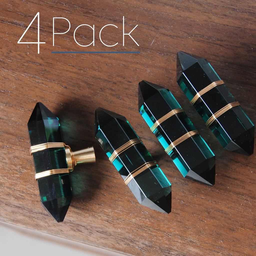 Wire-Wrapped Hexagonal Crystal Cabinet Knobs, Set of 4 - Green - image 4