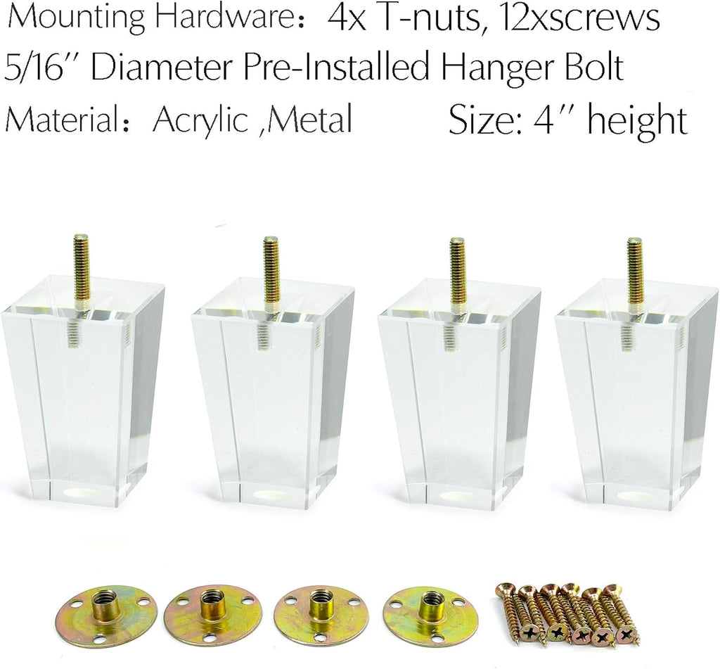 4-Inch Square Acrylic Furniture Legs, Set of 4 - Default Title - image 5