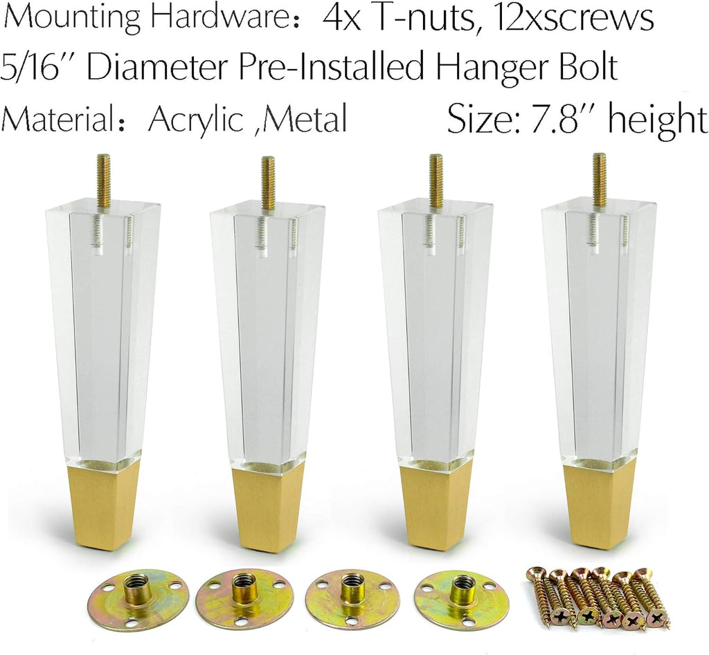 7.8-Inch Square Acrylic Furniture Legs, Set of 4 - Default Title - image 5