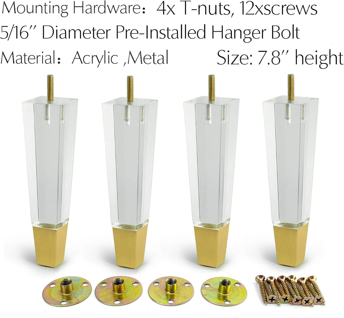 7.8-Inch Square Acrylic Furniture Legs, Set of 4 - Default Title - image 5