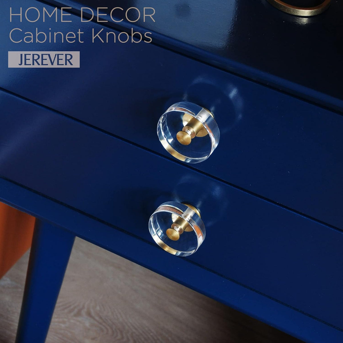 Large Acrylic Cabinet Knobs, Set of 2 - Gold / Round - image 2