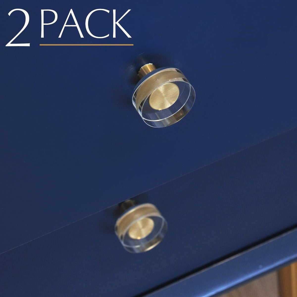 Crystal Cabinet Knobs with Gold Brass Base - 2 Pack / Round - image 4