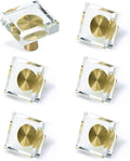 Crystal Cabinet Knobs with Gold Brass Base - 6 Pack / Square - image 1