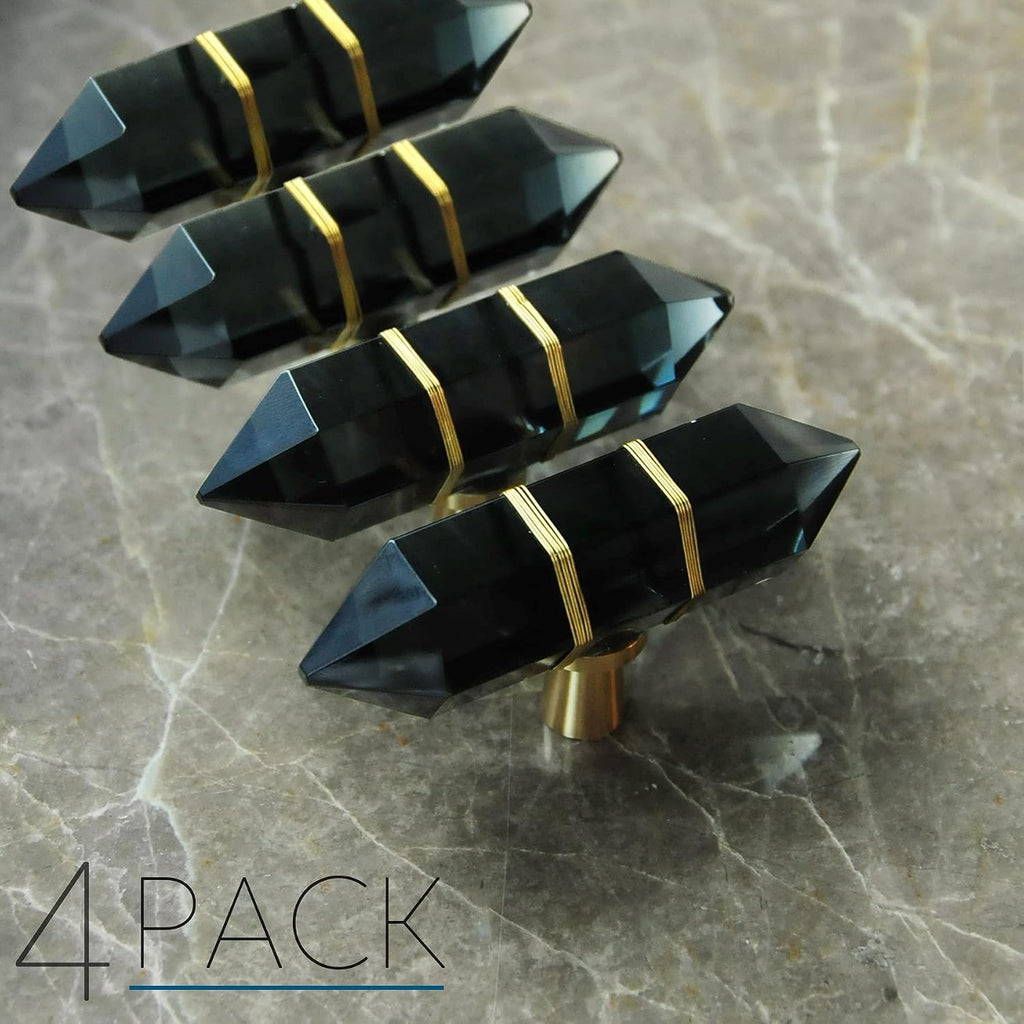 Wire-Wrapped Hexagonal Crystal Cabinet Knobs, Set of 4 - Black - image 4