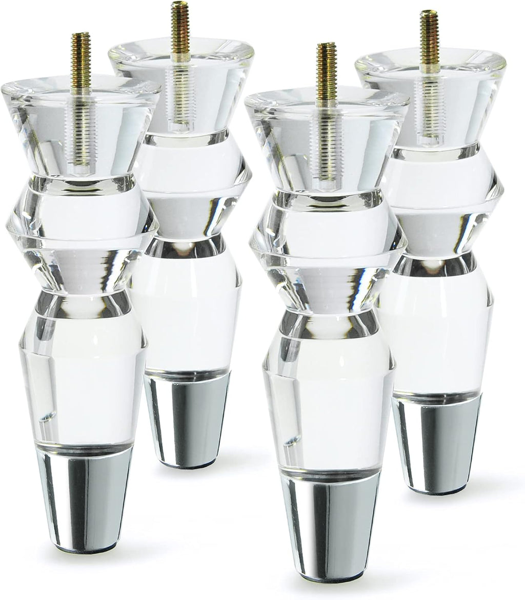 6.9-Inch Tapered Acrylic Furniture Legs, Set of 4 - Chrome - image 1