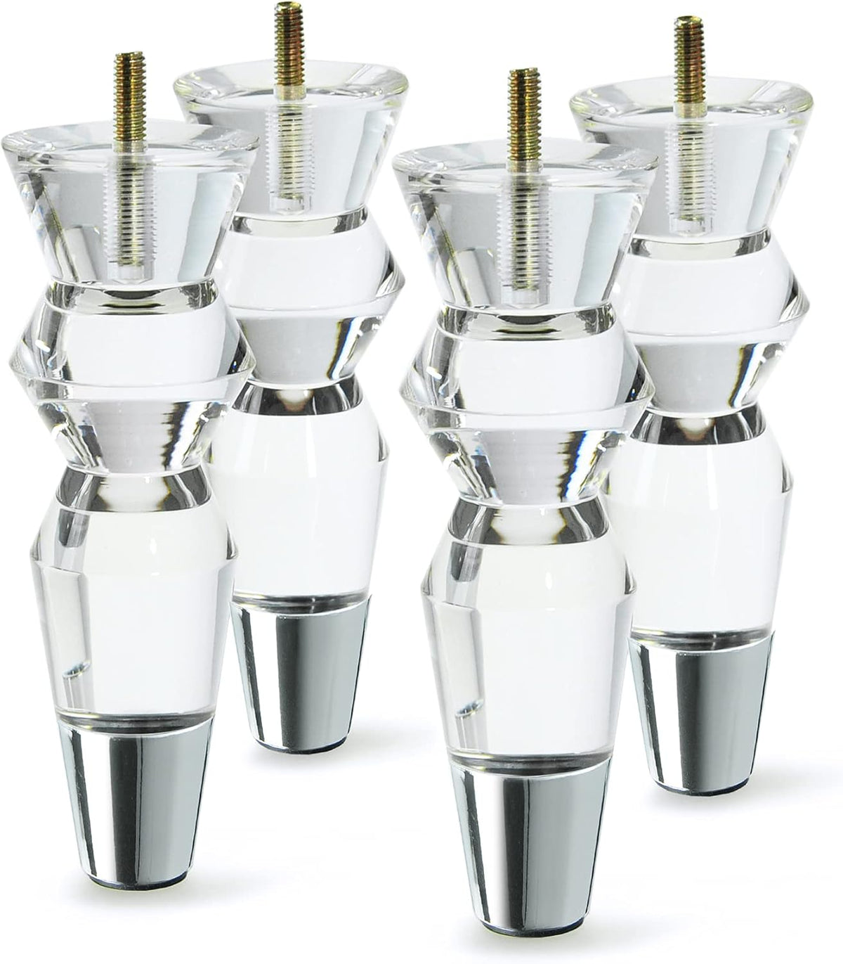 6.9-Inch Tapered Acrylic Furniture Legs, Set of 4 - Chrome - image 1