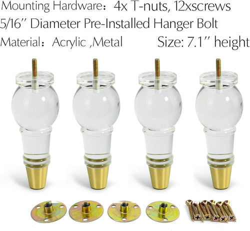 Classical Acrylic Furniture Legs, Set of 4 - 7.1inch - image 2