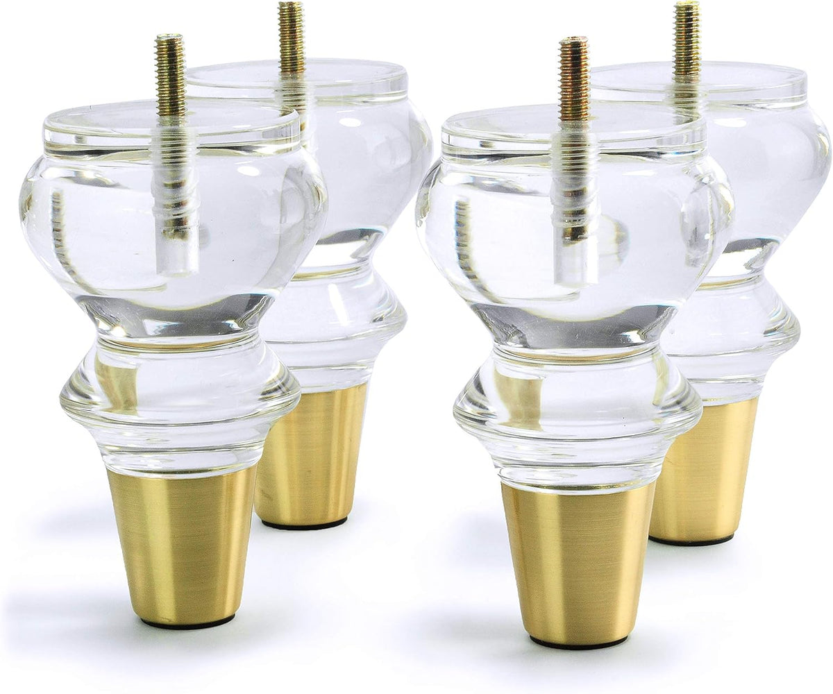 Mid-Century Acrylic Furniture Legs, Set of 4 - 4.7inch - image 1