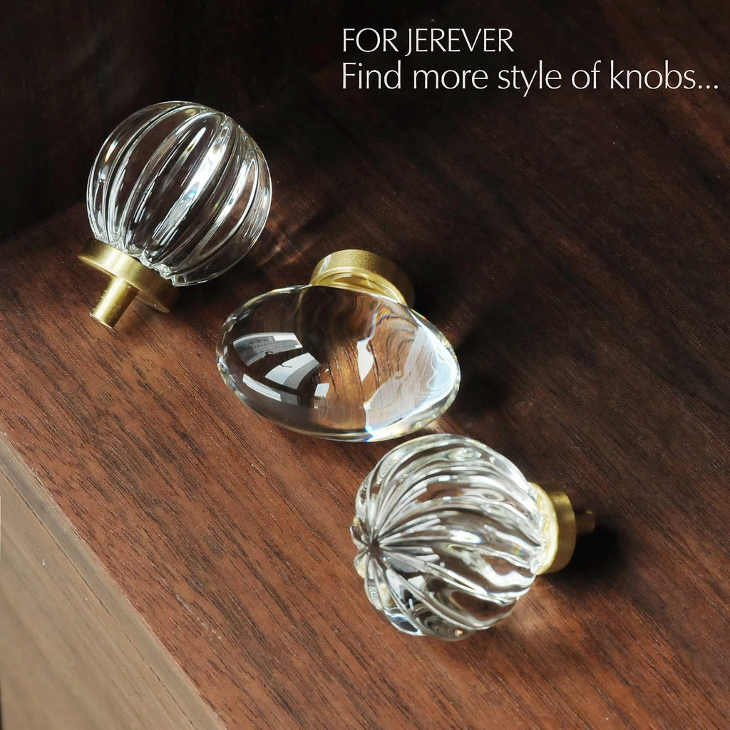 Vintage Crystal Cabinet Knobs with Gold Brass Base, Set of 4 - Egg Shape - image 6