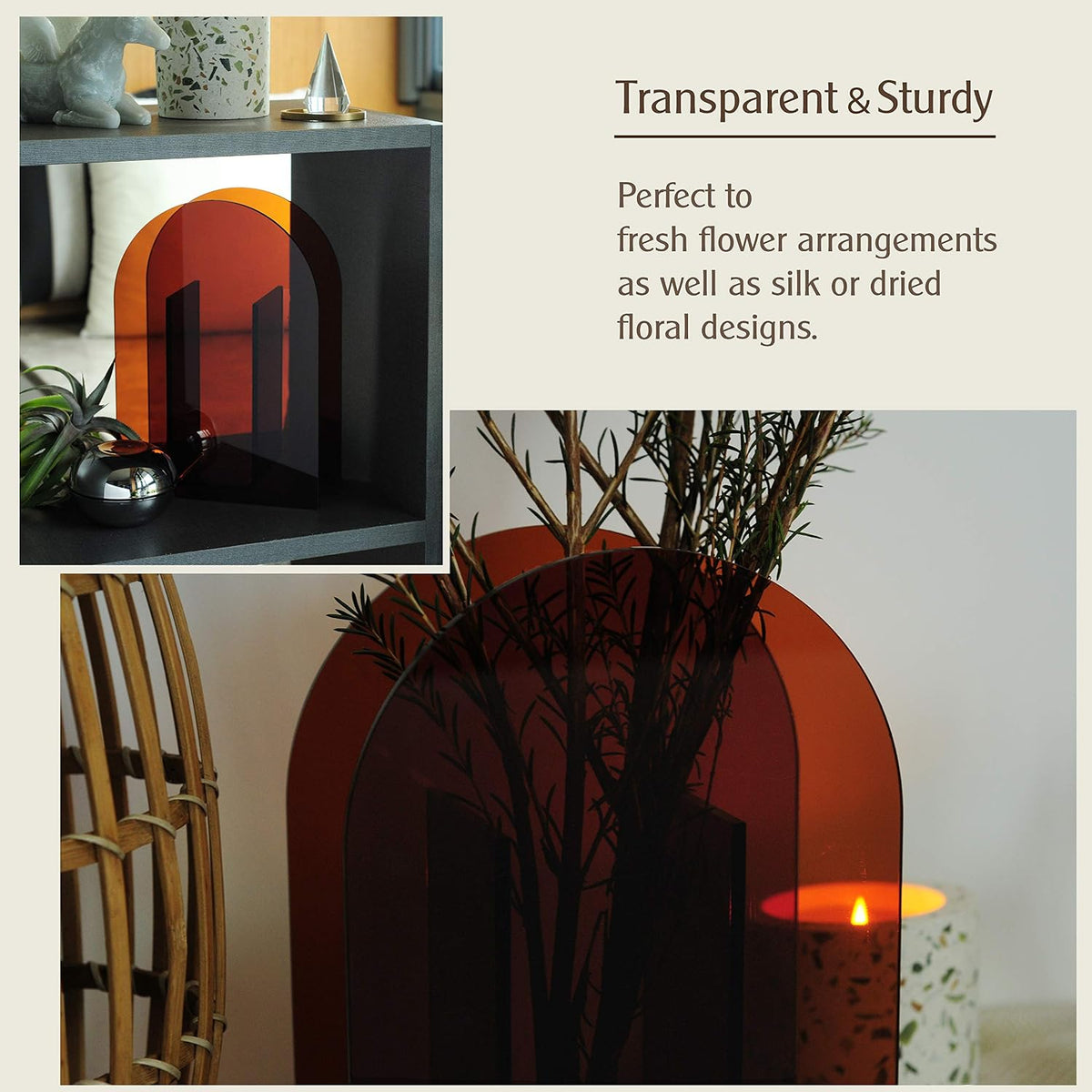 Modern Acrylic Arch Vase - Brown - image 5