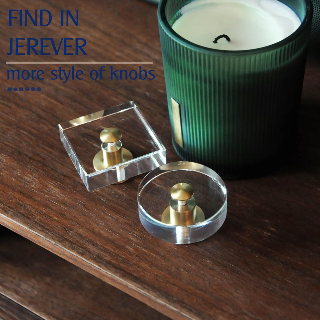 Large Acrylic Cabinet Knobs, Set of 2 - Gold / Round - image 6