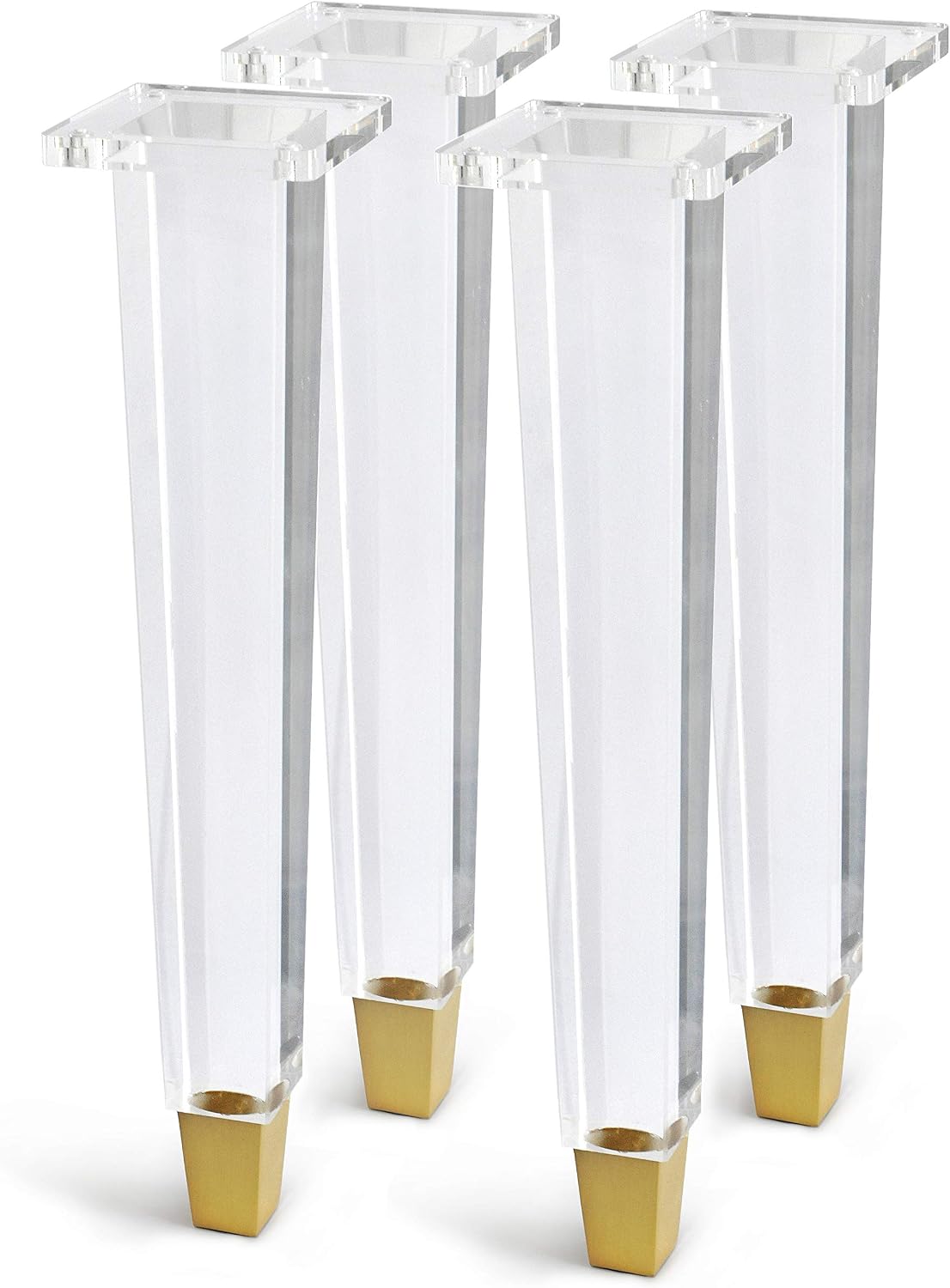 16-Inch Square Acrylic Furniture Legs, Set of 4 - Square Leg/Gold Feet - image 1