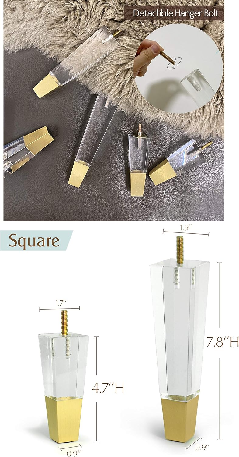 7.8-Inch Square Acrylic Furniture Legs, Set of 4 - Default Title - image 4