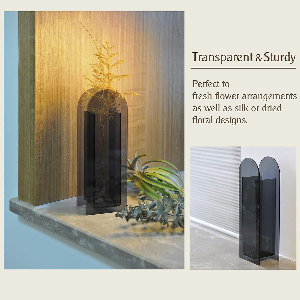 Modern Arch Acrylic Vase - Black - image 5