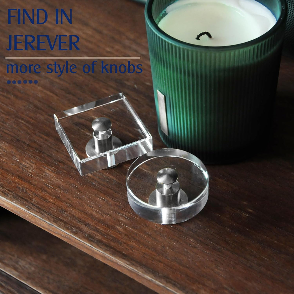 Large Acrylic Cabinet Knobs, Set of 2 - Silver / Square - image 6