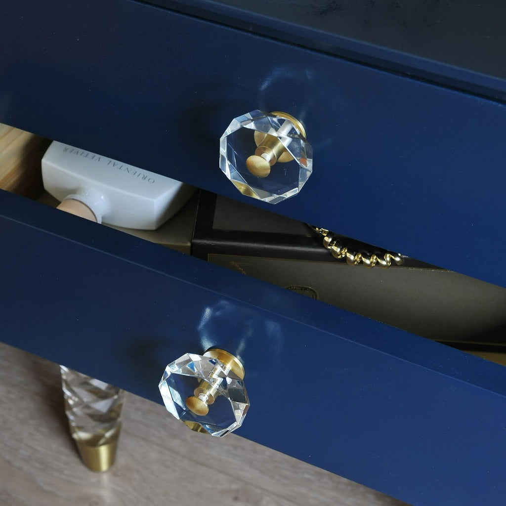 Large Acrylic Cabinet Knobs, Set of 2 - Gold / Polygonn - image 5