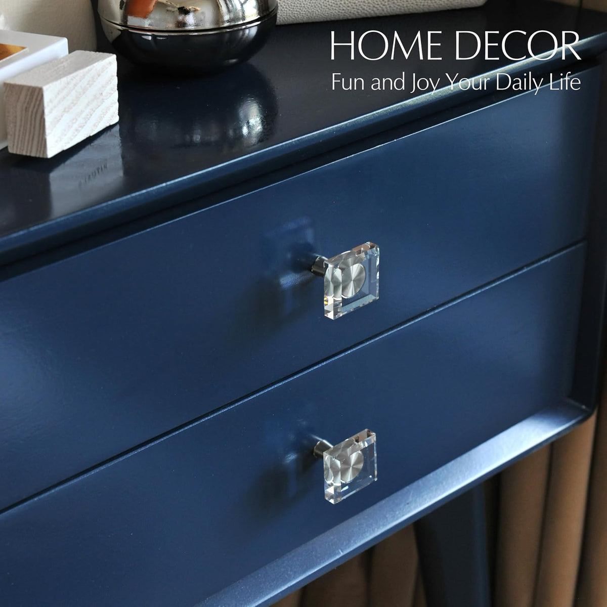 Crystal Cabinet Knobs with Brushed Nickel Base - 6 Pack / Square - image 3