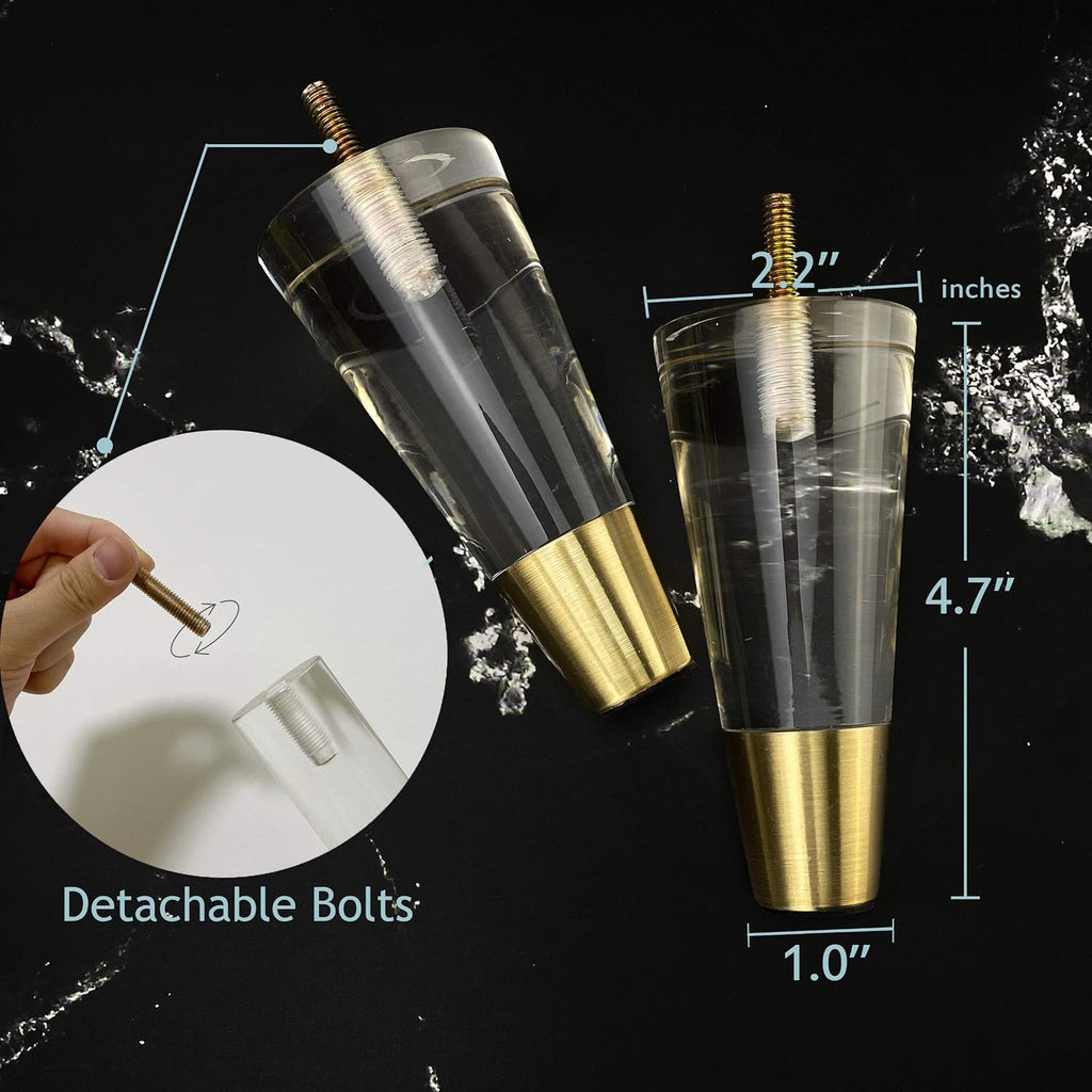 Tapered Acrylic Furniture Legs, Set of 4 - 4.7inch - image 6