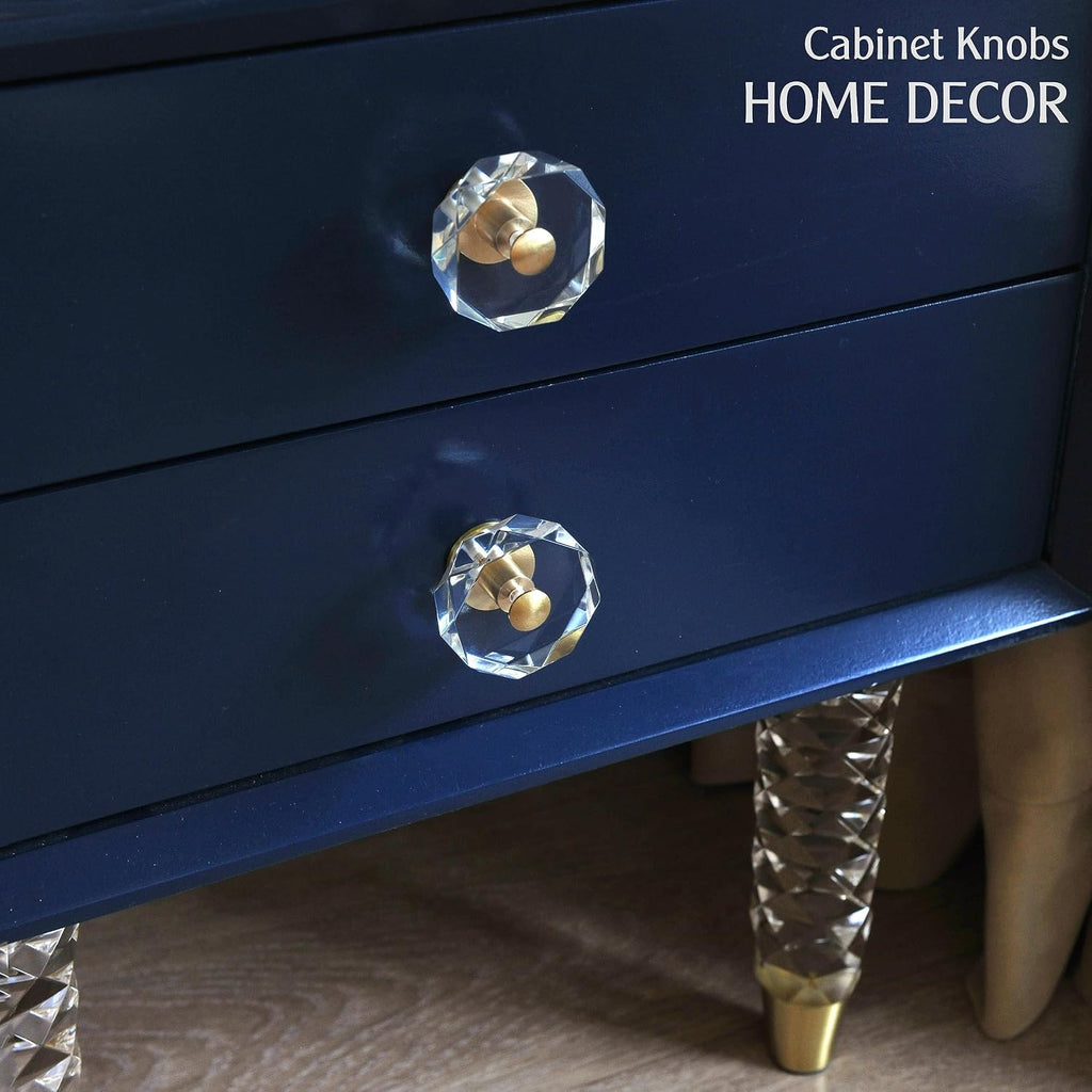 Large Acrylic Cabinet Knobs, Set of 2 - Gold / Polygonn - image 2
