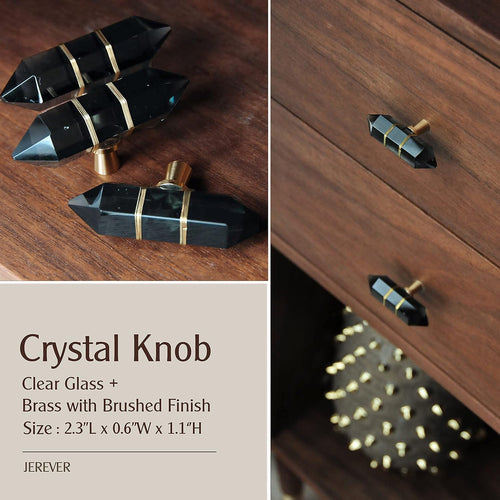 Wire-Wrapped Hexagonal Crystal Cabinet Knobs, Set of 4 - Black - image 2