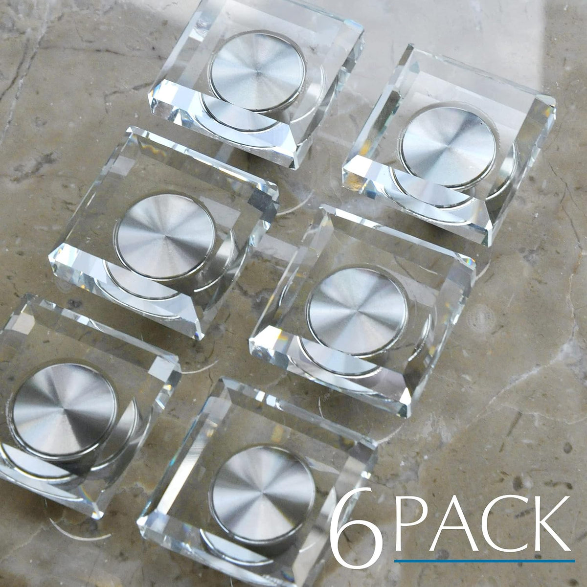 Crystal Cabinet Knobs with Brushed Nickel Base - 6 Pack / Square - image 4