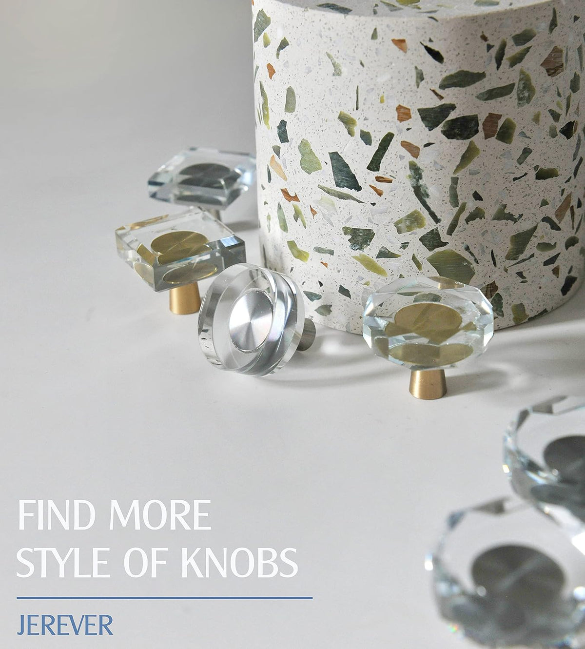 Crystal Cabinet Knobs with Brushed Nickel Base - 6 Pack / Polygon - image 6
