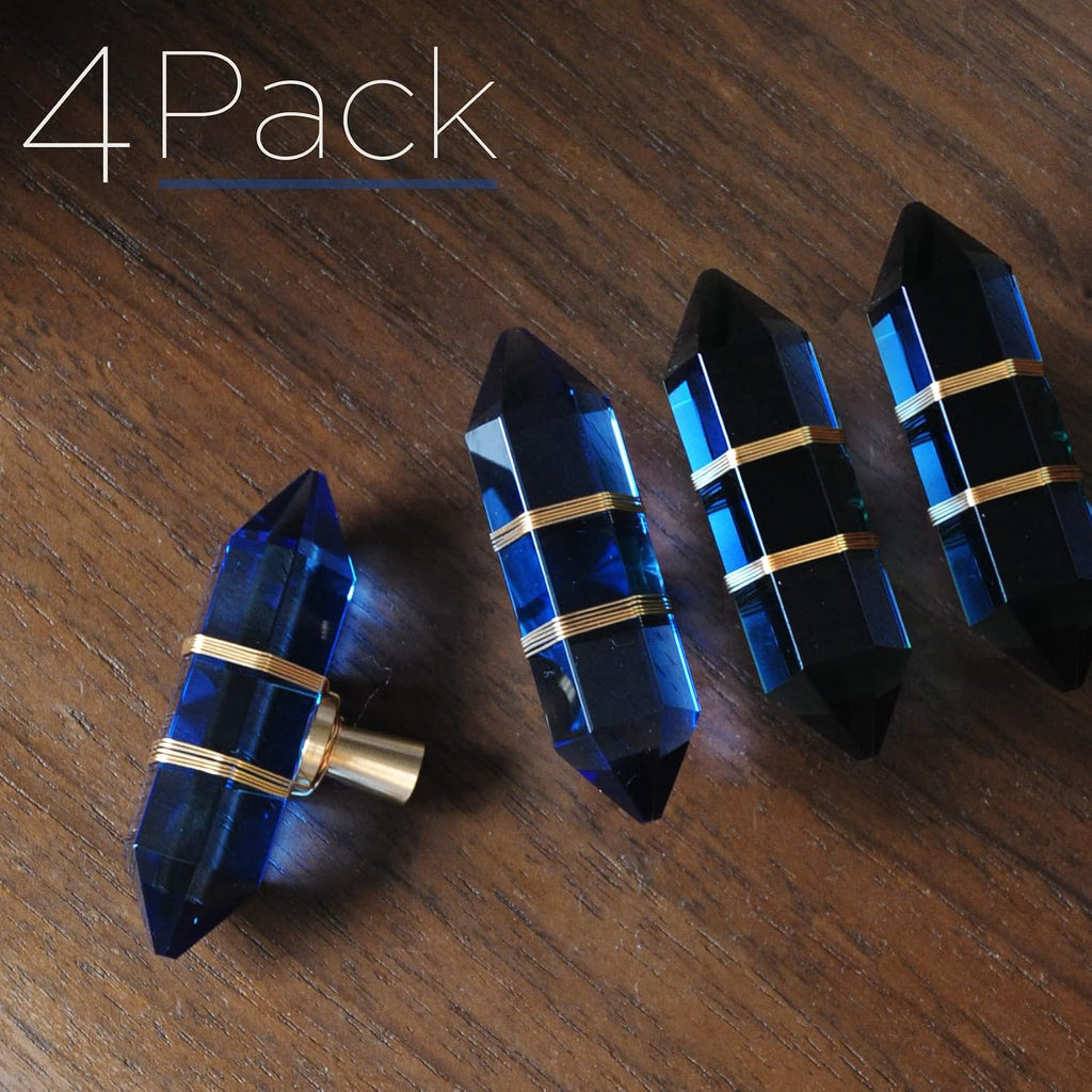 Wire-Wrapped Hexagonal Crystal Cabinet Knobs, Set of 4 - Blue - image 4