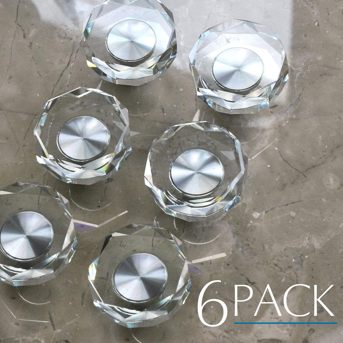 Crystal Cabinet Knobs with Brushed Nickel Base - 6 Pack / Polygon - image 4