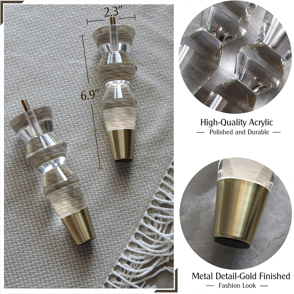 6.9-Inch Tapered Acrylic Furniture Legs, Set of 4 - Gold - image 4
