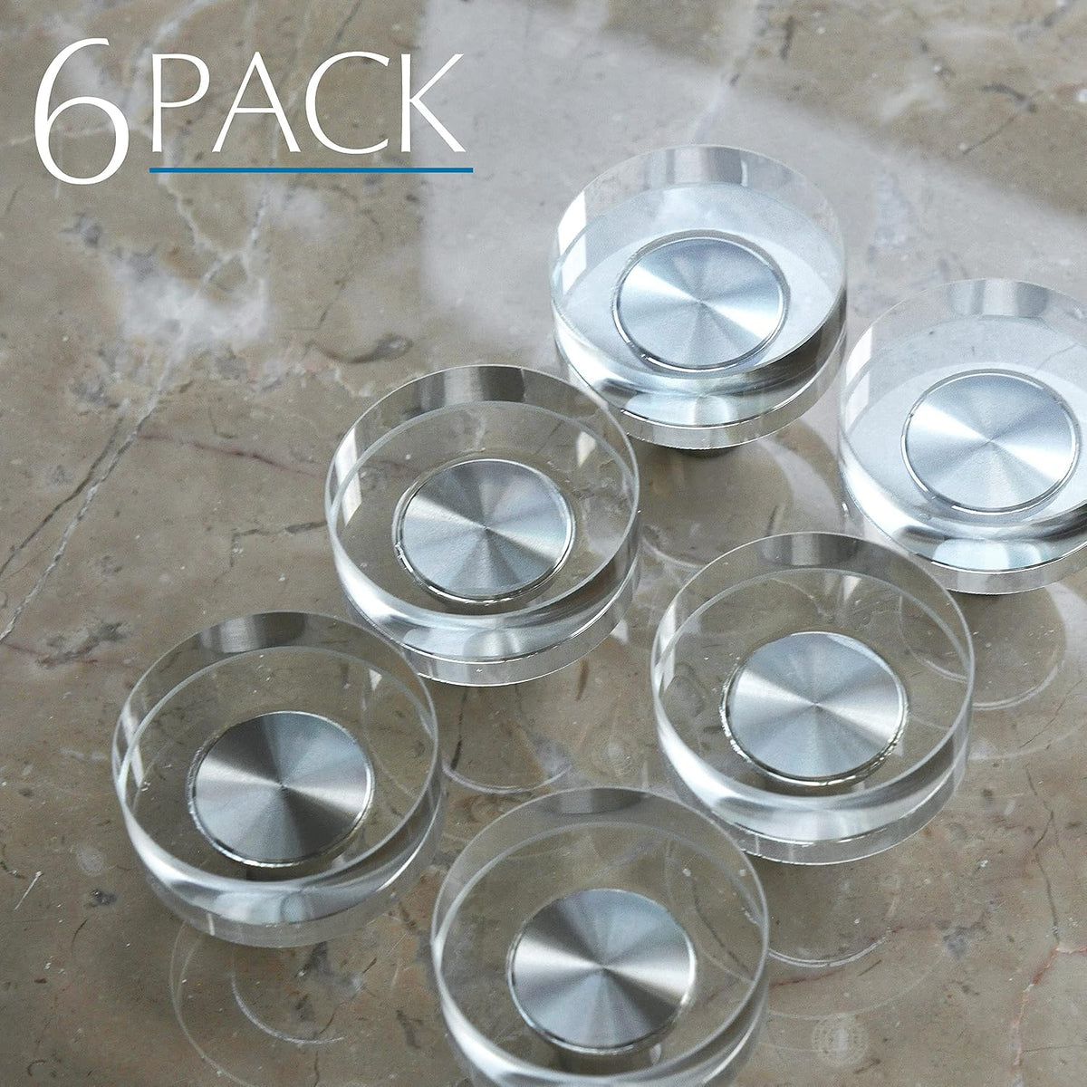 Crystal Cabinet Knobs with Brushed Nickel Base - 6 Pack / Round - image 4