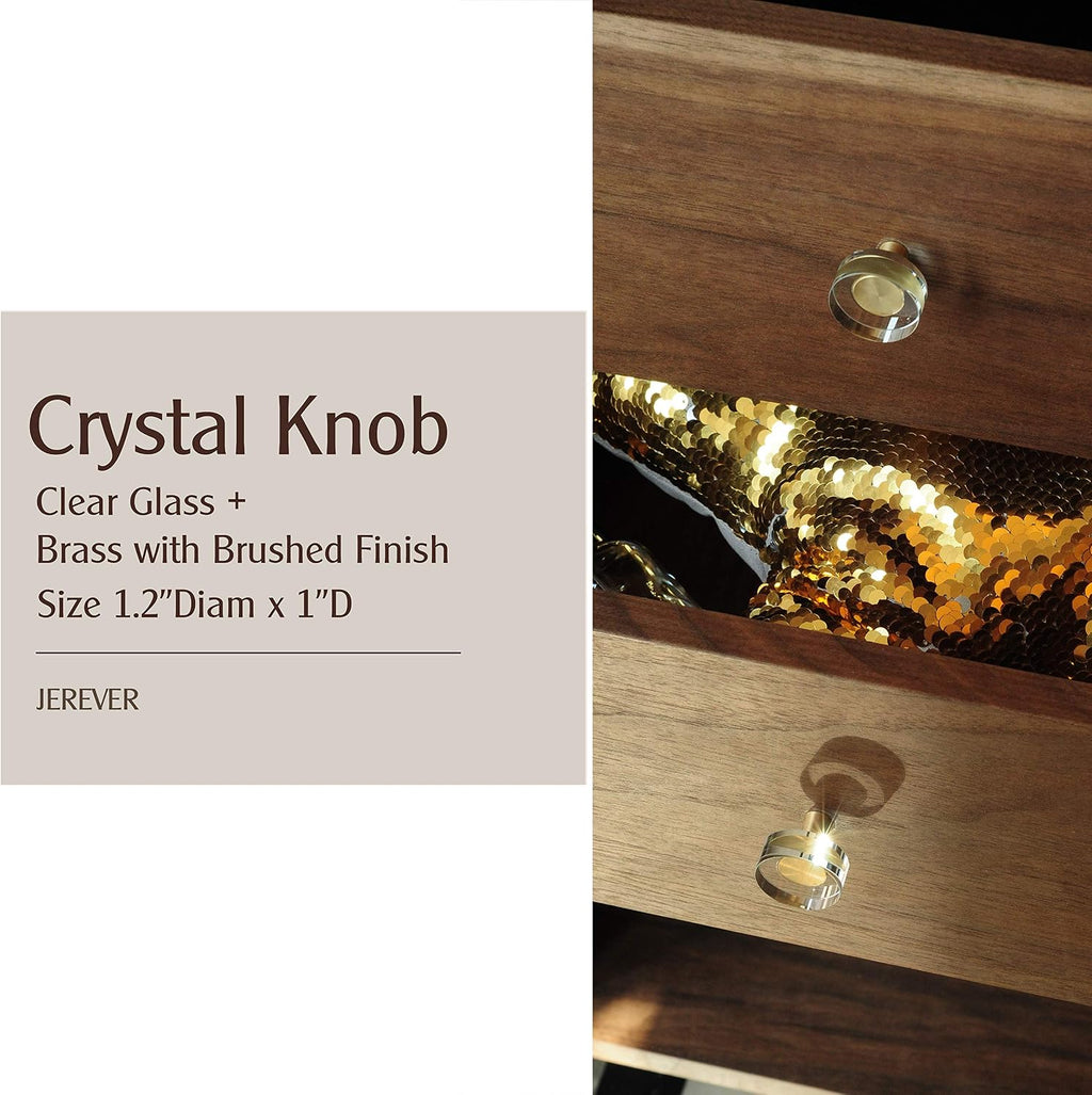 Crystal Cabinet Knobs with Gold Brass Base - 6 Pack / Round - image 2
