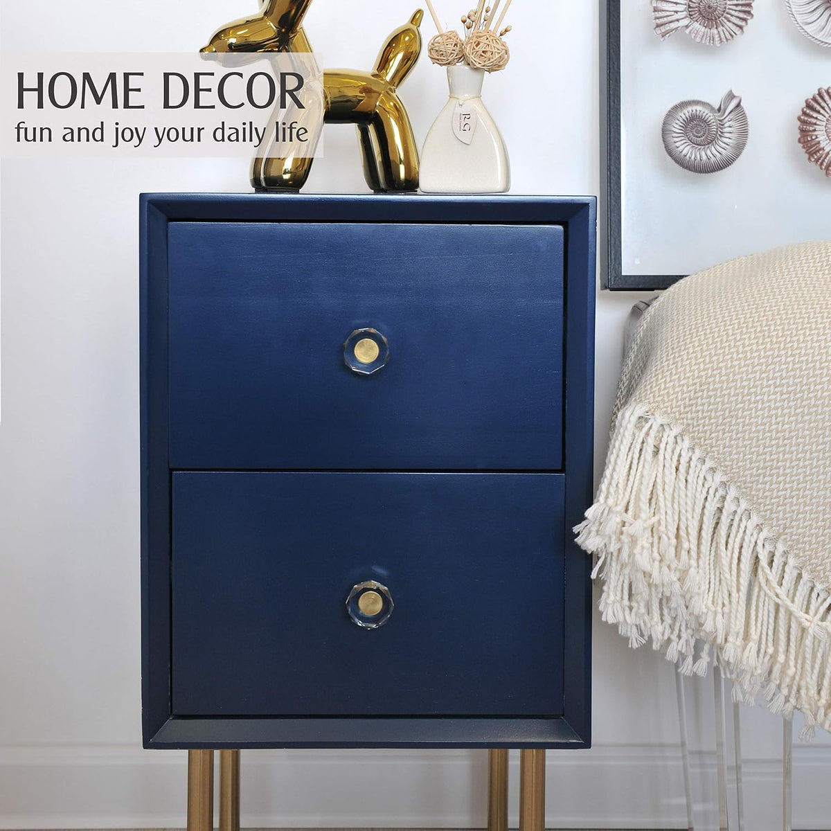 Crystal Cabinet Knobs with Gold Brass Base - 6 Pack / Polygon - image 3