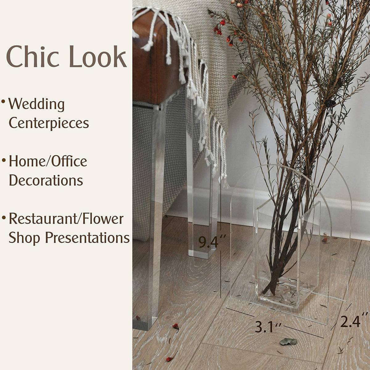 Modern Acrylic Arch Vase - Clear - image 3