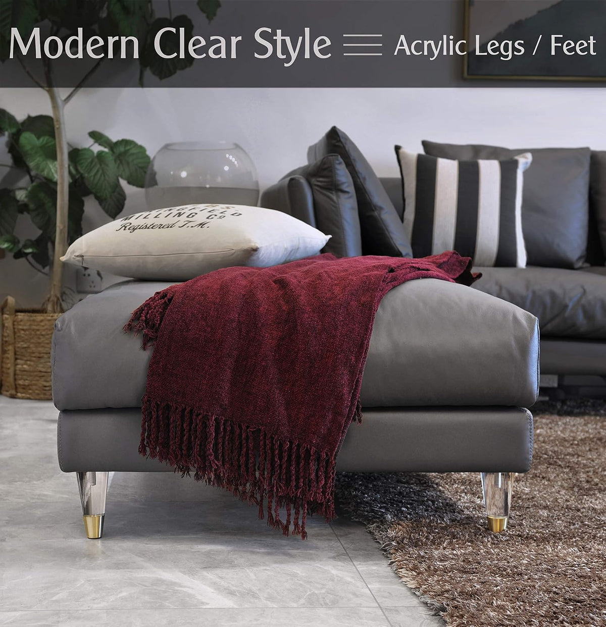 Tapered Acrylic Furniture Legs, Set of 4 - 4.7inch - image 3