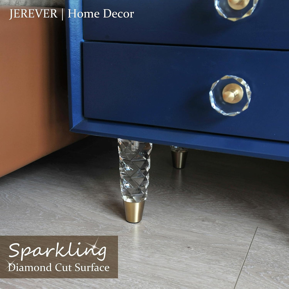 Diamond-Pattern Acrylic Furniture Legs, Set of 4 - 5.9inch - image 3