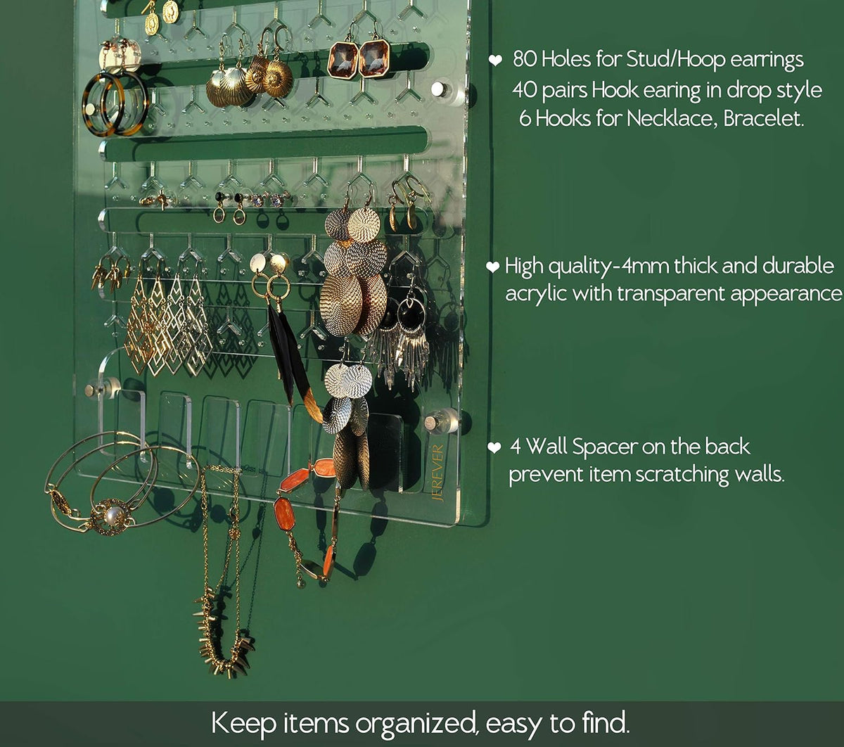 Wall-Mounted Acrylic Jewelry Organizer - Default Title - image 2